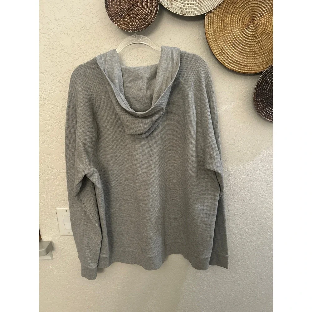 Lands' End men's waffled henley‎ hoodie in grey XLT